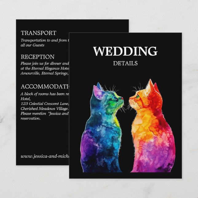 Tarjeta De Recepción 🌈 Puramente Tuyo: Detalles de la boda (Anverso / Reverso)