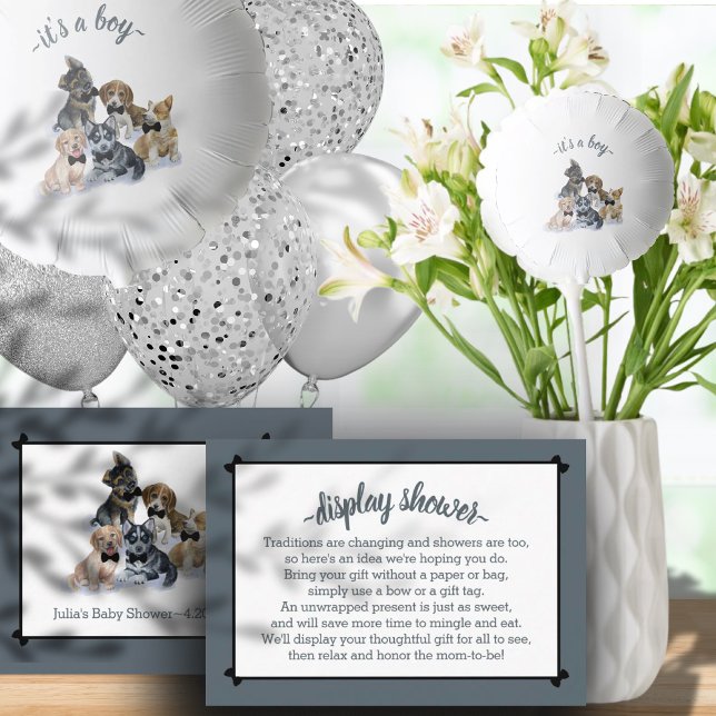 Tarjeta De Recepción Pure Puppy | Elegante exhibición de fiesta de bebé (Pure Puppy | Black Tie Elegant Display Baby Shower Enclosure Card)
