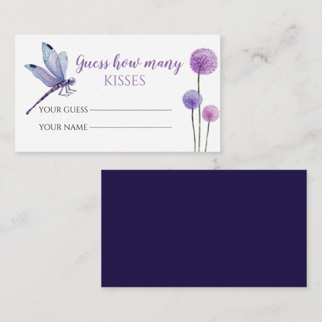 Tarjeta De Recepción Purple adivina cuántos besos juego de novias (Anverso / Reverso)