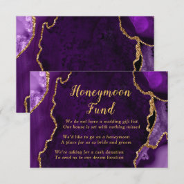 Tarjeta De Recepción Purple and Gold Agate Honeymoon Fund