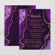 Purple and Gold Agate Wedding Details