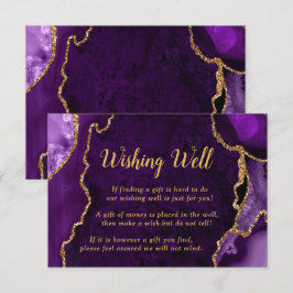 Tarjeta De Recepción Purple and Gold Agate Wedding Wishing Well