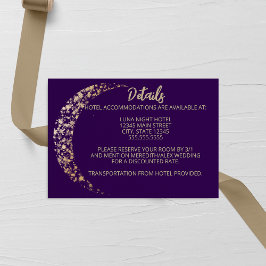 Tarjeta De Recepción Purple and Gold Moon and Back Boda