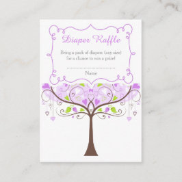 Tarjeta De Recepción Purple and Green Bird Baby Shower Diaper Raffle