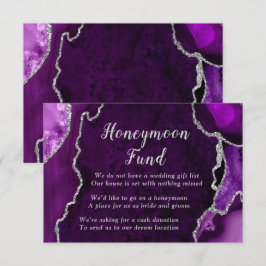 Tarjeta De Recepción Purple and Silver Agate Honeymoon Fund