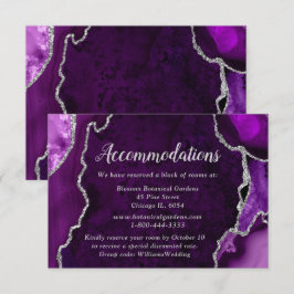 Tarjeta De Recepción Purple and Silver Agate Wedding Accommodations