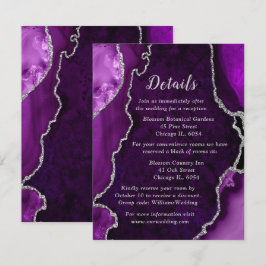 Tarjeta De Recepción Purple and Silver Agate Wedding Details