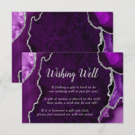Tarjeta De Recepción Purple and Silver Agate Wedding Wishing Well