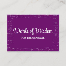 Tarjeta De Recepción Purple and White Graduate Words of Wisdom Advice