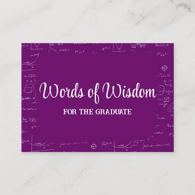 Tarjeta De Recepción Purple and White Graduate Words of Wisdom Advice (Anverso)