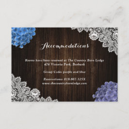 Tarjeta De Recepción Purple Blue Floral Wedding Hotel Accommodation