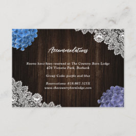Tarjeta De Recepción Purple Blue Floral Wedding Hotel Accommodation