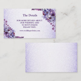 Tarjeta De Recepción Purple Blue Pink Floral Glitter Wedding Detail