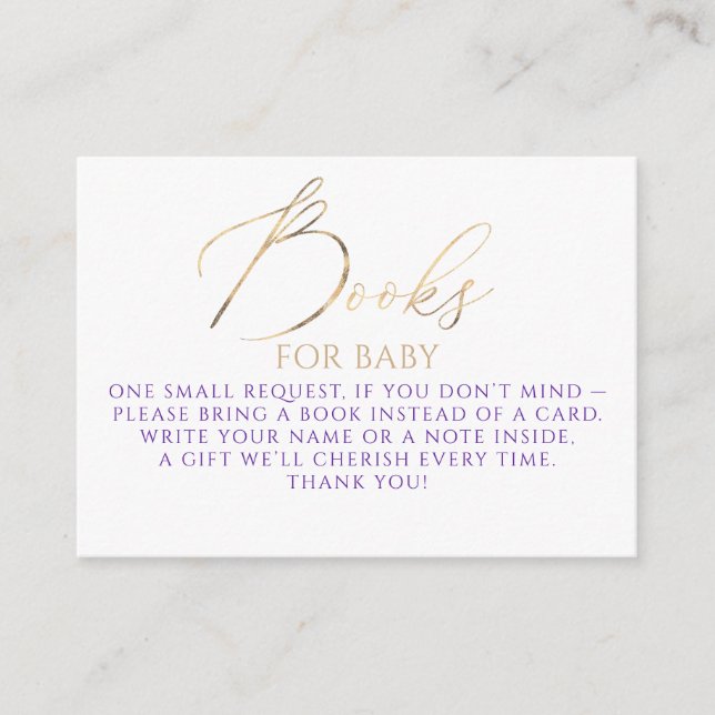 Tarjeta De Recepción Purple Books For Baby Request (Anverso)
