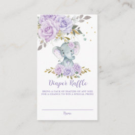 Tarjeta De Recepción Purple Floral Cute Elephant Baby Diaper Raffle