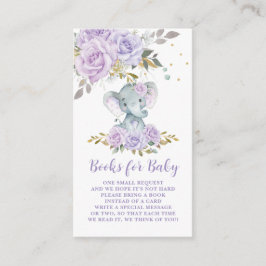 Tarjeta De Recepción Purple Floral Cute Elephant Books for Baby