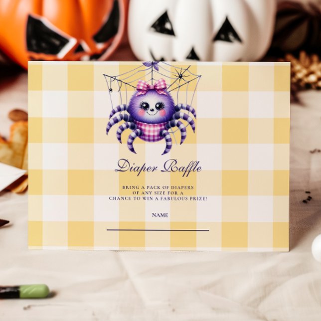 Tarjeta De Recepción Purple Gingham Halloween Diapper Raffle (Subido por el creador)