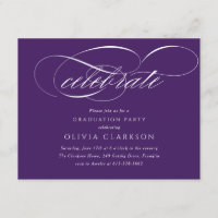 Purple Modern Elegant Script Graduation Party