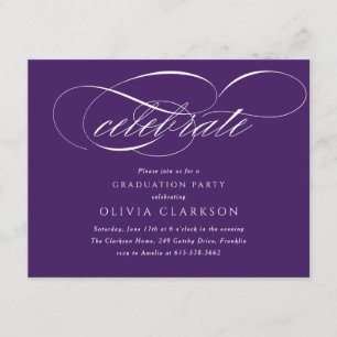 Tarjeta De Recepción Purple Modern Elegant Script Graduation Party