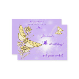 Tarjeta De Recepción Purple Peach Butterfly Invitation Card