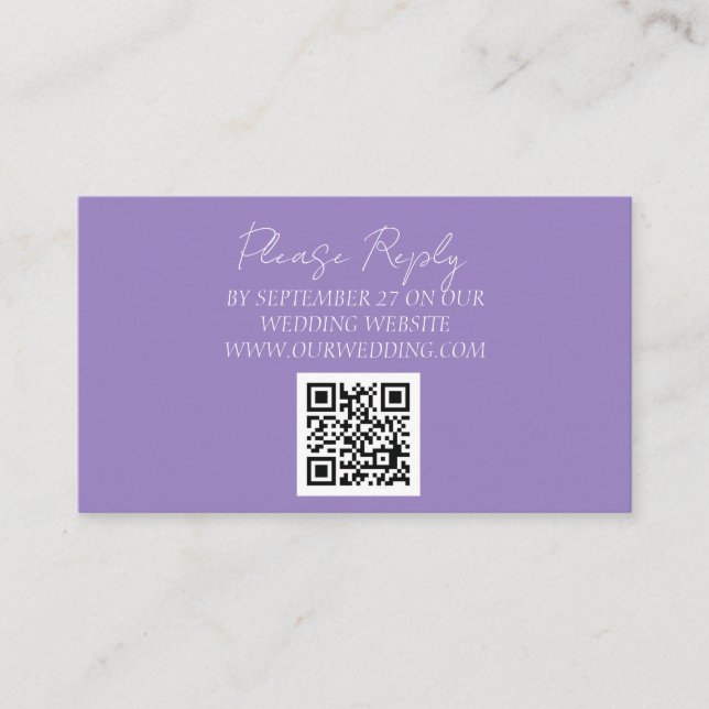 Tarjeta De Recepción Purple Simple Elegante Boda Minimalista (Anverso)