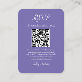 Tarjeta De Recepción Purple Small Boda Vertical RSVP Código QR