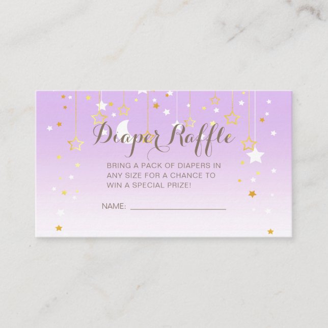 Tarjeta De Recepción Purple Stars Moon Baby Shower (Anverso)