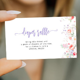 Tarjeta De Recepción Purple wildflower baby in bloom diaper raffle