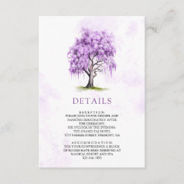 Tarjeta De Recepción Purple Wisteria Floral Tree Wedding Details