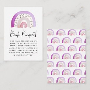 Tarjeta De Recepción Púrpura acuarela Arcoiris Solicitud de libro de Ba