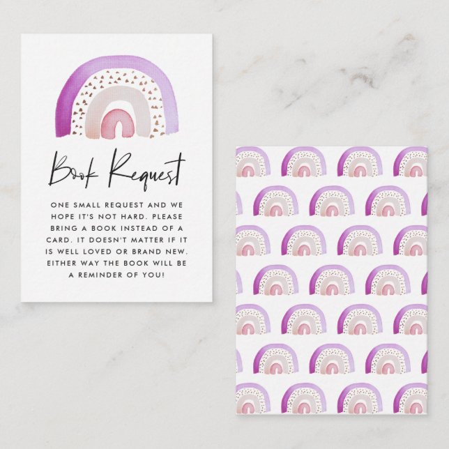 Tarjeta De Recepción Púrpura acuarela Arcoiris Solicitud de libro de Ba (Anverso / Reverso)