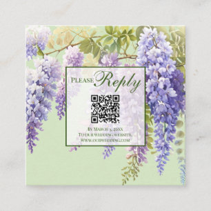 Tarjeta De Recepción Púrpura acuarela glicinia floral boda lilac