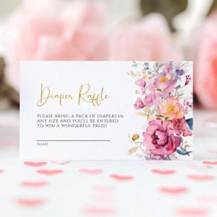 Tarjeta De Recepción Púrpura Flor silvestre Diaper Raffle Card