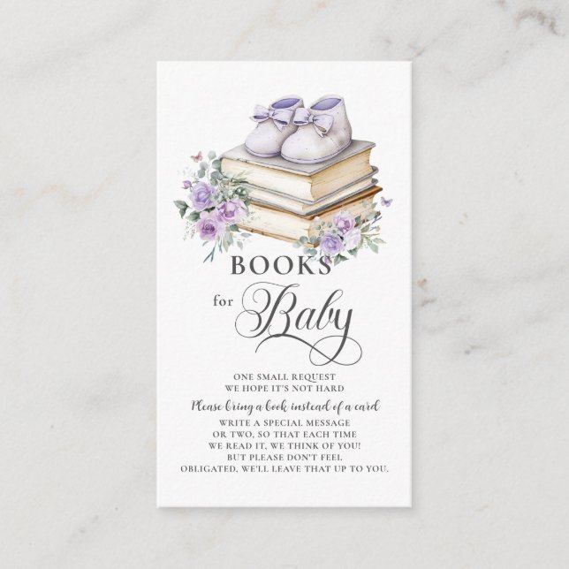 Tarjeta De Recepción Púrpura Lilac Floral Nuevo capítulo libros para be (Anverso)