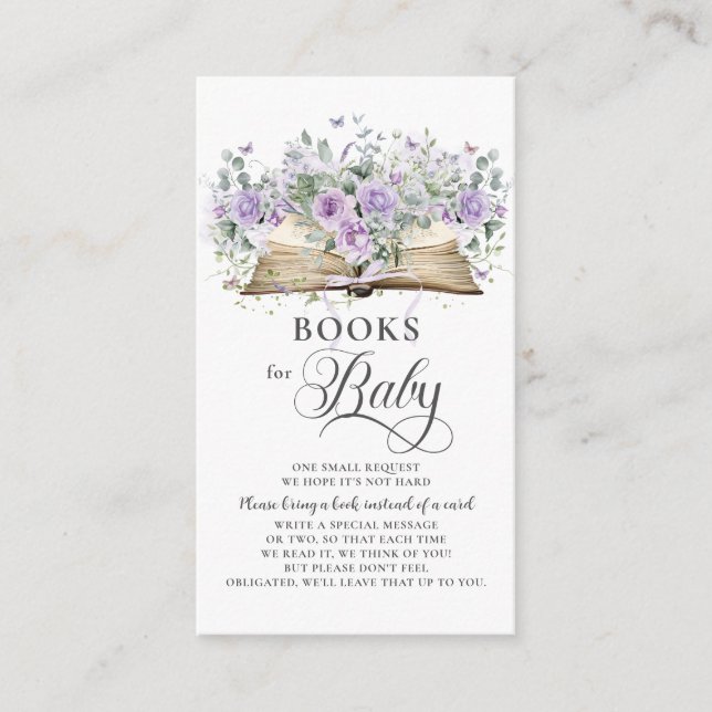 Tarjeta De Recepción Púrpura Lilac Floral Nuevo capítulo libros para be (Anverso)