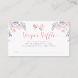 Tarjeta De Recepción Púrpura Mariposa Floral Rosa Diaper Raffle Ticket