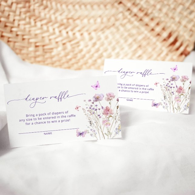 Tarjeta De Recepción Púrpura Mariposa Floral Rosa Diaper Raffle Ticket (Subido por el creador)