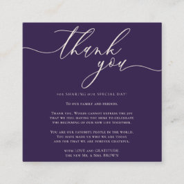 Tarjeta De Recepción Púrpura Medianoche Agradecer Elegante Letra