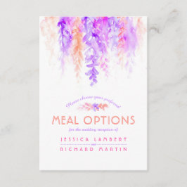 Tarjeta De Recepción Púrpura naranja vinagre flor opciones de alimentac