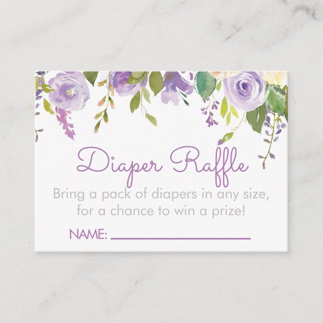 Tarjeta De Recepción Púrpura Peonies Diaper Raffle Ticket Inserts (Anverso)