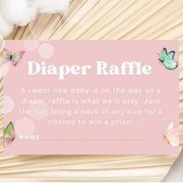 Tarjeta De Recepción Púrpura Pink Pastel Mariposa Diaper Raffle Ticket