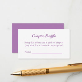 Tarjeta De Recepción Púrpura suave Diaper Raffle Minimalista
