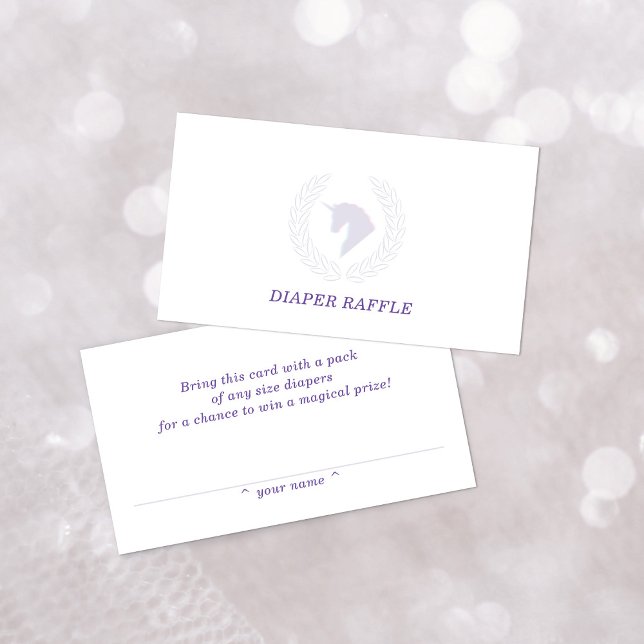 Tarjeta De Recepción Púrpura Unicornio Bust Diaper Raffle (Subido por el creador)