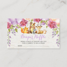 Tarjeta De Recepción Púrpura Woodland Floral Baby Diaper Raffle