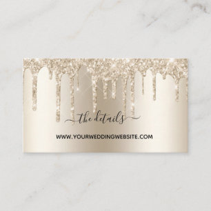 Tarjeta De Recepción Purpurina de champán Drip Bling Glam QR Boda de có