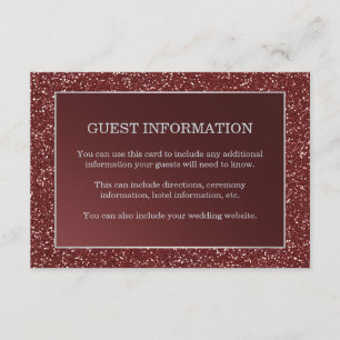 Tarjeta De Recepción Purpurina de Marsala de alta escala Aspecto Boda d