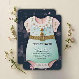 Tarjeta De Recepción Purpurina de oro Baby Clothes Floral Baby Shower