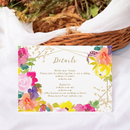 Tarjeta De Recepción Purpurina de oro boho audaces bodas florales detal