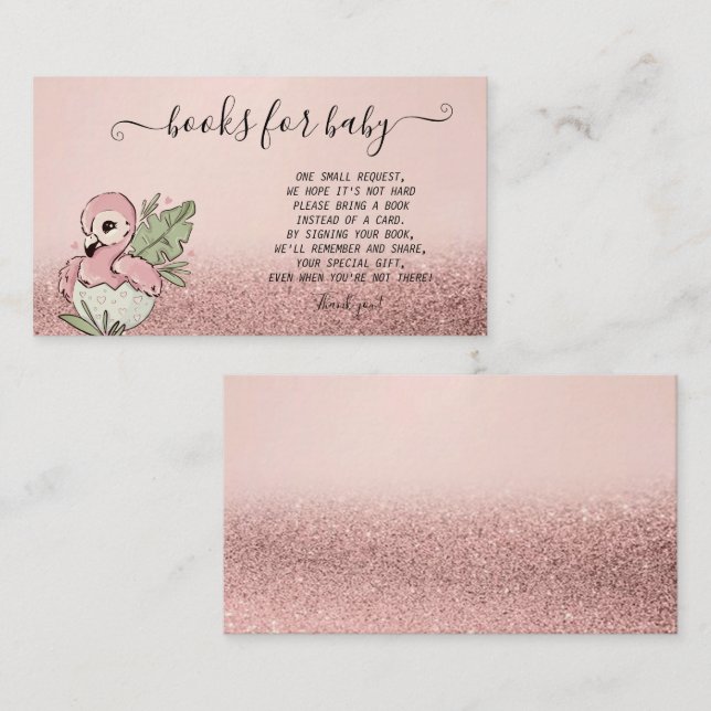 Tarjeta De Recepción Purpurina de oro del Rosa de Flamingo (Anverso / Reverso)
