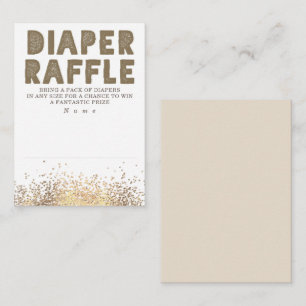 Tarjeta De Recepción Purpurina de oro Diaper Moderno Raffle Baby Shower